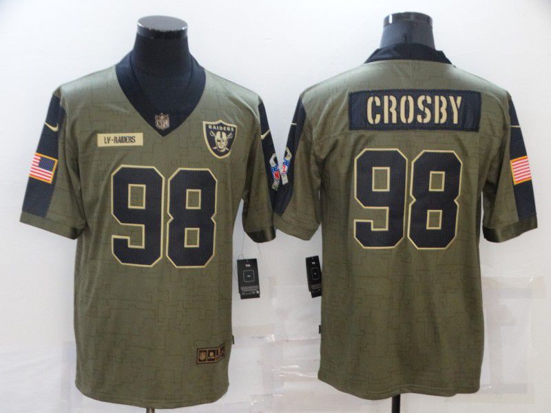 Men Oakland Raiders 98 Crosby green Nike Olive Salute To Service Limited NFL Jersey